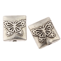 Tibetan Style Jewelry Beads, Rectangle, antique silver color plated, with butterfly pattern, nickel, lead & cadmium free, 10x9x4mm, Hole:Approx 1mm, Approx 719PCs/KG, Sold By KG