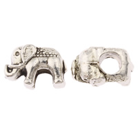 Tibetan Style European Beads, Elephant, antique silver color plated, without troll, nickel, lead & cadmium free, 14x10x8mm, Hole:Approx 5mm, Approx 369PCs/KG, Sold By KG
