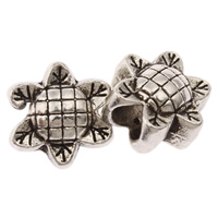 Tibetan Style European Beads, Flower, antique silver color plated, without troll, nickel, lead & cadmium free, 13x12x9mm, Hole:Approx 4.5mm, Approx 357PCs/KG, Sold By KG
