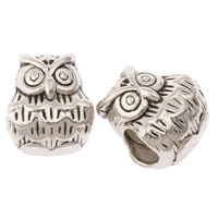 Tibetan Style European Beads, Owl, antique silver color plated, without troll, nickel, lead & cadmium free, 9x11x8.50mm, Hole:Approx 4.5mm, Approx 481PCs/KG, Sold By KG