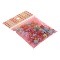 Lavage chimique perles acryliques, Acrylique, avec Bande en plastique, fleur, couleurs mélangées, 13x12mm, 100x170mm, Trou:Environ 1.5mm, Environ 50PC/sac, Vendu par sac