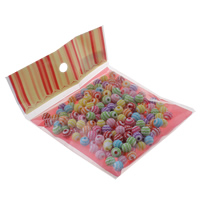 Lavage chimique perles acryliques, Acrylique, avec Bande en plastique, Rond, couleurs mélangées, 8mm, 100x170mm, Trou:Environ 1.5mm, Environ 100PC/sac, Vendu par sac