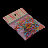 banden Weefgetouw, Rubber, met OPP, effen kleur, gemengde kleuren, 15x1mm, 100x170mm, Ca 280pC's/Bag, Verkocht door Bag