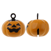 New Hot Halloween Jewelry and Decor, Brass, Pumpkin, painted, Halloween Jewelry Gift, nickel, lead & cadmium free, 19x19x9mm, Hole:Approx 1.5mm, 50PCs/Bag, Sold By Bag