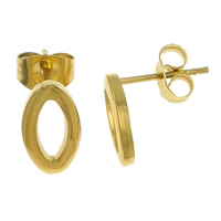 Edelstahl Ohrringe, Nummer 0, goldfarben plattiert, 6x11x13mm, 12PaarePärchen/Menge, verkauft von Menge