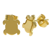 Stainless Steel Stud Earrings Turtle gold color plated Sold By Lot