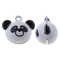 Messing Glocke Anhänger, Panda, Spritzlackierung, weiß und schwarz, frei von Nickel, Blei & Kadmium, 20x18x14mm, Bohrung:ca. 1.5mm, 50PCs/Tasche, verkauft von Tasche