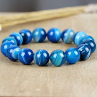 agate lace bracelet, Rond, naturel, normes différentes pour le choix, bleu, Longueur:Environ 7.5 pouce, Vendu par lot