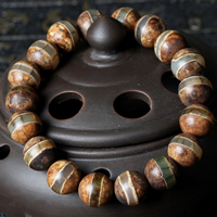 Wrist Mala, Tibetan Agate, Round, Buddhist jewelry, 10mm, Length:Approx 7.5 Inch, 5Strands/Lot, 19PCs/Strand, Sold By Lot