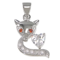Cubic Zirconia Micro Pave Brass Pendant Fox platinum plated micro pave cubic zirconia nickel lead & cadmium free Approx Sold By Lot