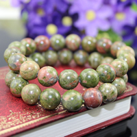 Unakite Bracelet, Round, natural, different size for choice, Length:Approx 7.5 Inch, Sold By Lot