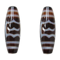 Natural Tibetan Agate Dzi Beads, Oval, garuda & two tone, Grade AAA, 13x38mm, Hole:Approx 2mm, Sold By PC
