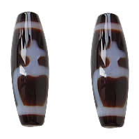 Natürliche Tibetan Achat Dzi Perlen, oval, Nektar & zweifarbig, Grad AAA, 13x38mm, Bohrung:ca. 2mm, verkauft von PC