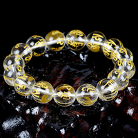 Wrist Mala Clear Quartz Round natural Buddhist jewelry & om mani padme hum & gold powder Length Approx 7.5 Inch Sold By Lot