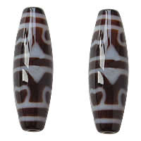 Natural Tibetan Agate Dzi Beads, Oval, two tone, 12x39mm, Hole:Approx 2mm, Sold By PC