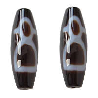 Natural Tibetan Agate Dzi Beads, Oval, god of wealth & two tone, Grade AAA, 13x39mm, Hole:Approx 2mm, Sold By PC