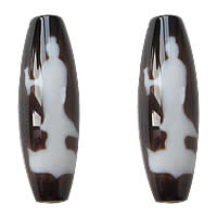 Natural Tibetan Agate Dzi Beads, Oval, Kuanyin & two tone, Grade AAA, 12x38mm, Hole:Approx 2mm, Sold By PC