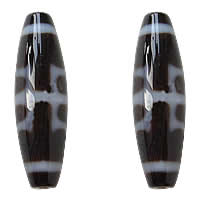 Natural Tibetan Agate Dzi Beads, Oval, two tone, Grade AAA, 12x38mm, Hole:Approx 2mm, Sold By PC