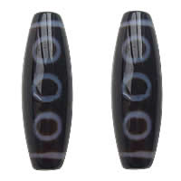 Natural Tibetan Agate Dzi Beads, Oval, two tone, Grade AAA, 12x38mm, Hole:Approx 2mm, Sold By PC