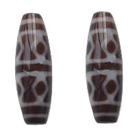 Natürliche Tibetan Achat Dzi Perlen, oval, zweifarbig, Grad AAA, 12x38mm, Bohrung:ca. 2mm, verkauft von PC