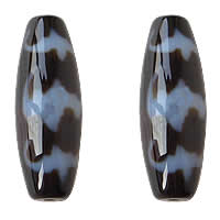 Natural Tibetan Agate Dzi Beads, Oval, five blessings & two tone, Grade AAA, 13x38mm, Hole:Approx 2mm, Sold By PC