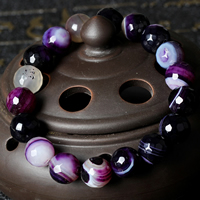agate lace bracelet, Rond, naturel, normes différentes pour le choix & facettes, violet, Longueur:Environ 7.5 pouce, Vendu par lot