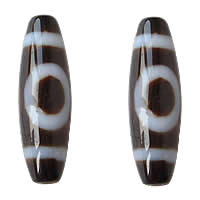 Natural Tibetan Agate Dzi Beads, Oval, sun and moon & two tone, Grade AAA, 13x39mm, Hole:Approx 2mm, Sold By PC