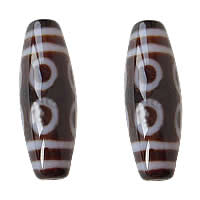 Natural Tibetan Agate Dzi Beads Oval eight-eyed & two tone Grade AAA Approx 2mm Sold By PC