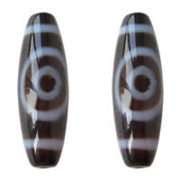 Natural Tibetan Agate Dzi Beads, Oval, heaven and earth one-eyed & two tone, Grade AAA, 13x39mm, Hole:Approx 2mm, Sold By PC