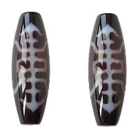 Natürliche Tibetan Achat Dzi Perlen, oval, zweifarbig, Grad AAA, 12x38mm, Bohrung:ca. 2mm, verkauft von PC