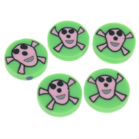 Polymer Clay Cabochon, Flat Round, handmade, with skull pattern & flat back, 10x2mm, 500PCs/Bag, Sold By Bag