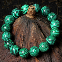 Malachite Bracelet, Round, different size for choice, Sold By Lot