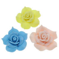 Grânulos de argila de polímero, Flor, feito à mão, tamanho diferente para a escolha, cores misturadas, Buraco:Aprox 1-1.5mm, 100PCs/Bag, vendido por Bag