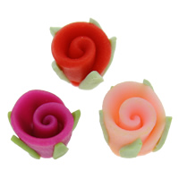 Grânulos de argila de polímero, Flor, feito à mão, cores misturadas, 10mm, Buraco:Aprox 1-1.5mm, 100PCs/Bag, vendido por Bag