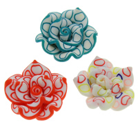 Polymer Ton Perlen , Blume, handgemacht, verschiedene Größen vorhanden, gemischte Farben, Bohrung:ca. 1-1.5mm, 100PCs/Tasche, verkauft von Tasche
