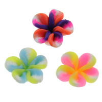 argila de polímero, Flor, feito à mão, cores misturadas, 12mm, Buraco:Aprox 1-1.5mm, 100PCs/Bag, vendido por Bag