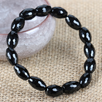 Black Agate Bracelets, Oval, natural, faceted, 8x12mm, Length:Approx 7.5 Inch, 5Strands/Lot, 15PCs/Strand, Sold By Lot