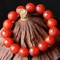 Wrist Mala, Red Agate, Round, natural, Buddhist jewelry & om mani padme hum & frosted, 12mm, Length:Approx 7.5 Inch, 5Strands/Lot, 15PCs/Strand, Sold By Lot