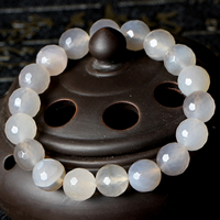 Grey Agate Bracelet, Round, natural, different size for choice & faceted, Length:Approx 7.5 Inch, Sold By Lot
