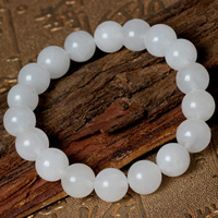 White Chalcedony Bracelet, Round, natural, different size for choice, Sold By Lot