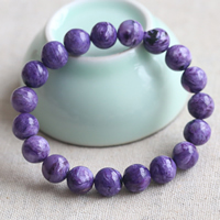 Charoite Bracelet, Round, natural, different size for choice, Grade AAAAA, Sold Per Approx 7.5 Inch Strand