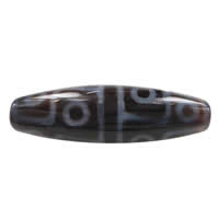 Natural Tibetan Agate Dzi Beads, Oval, twelve-eyed & two tone, 38x12mm, Hole:Approx 2.5mm, Sold By PC