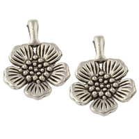 Tibetan Style Flower Pendants, antique silver color plated, nickel, lead & cadmium free, 16x22x3mm, Hole:Approx 3x2mm, Approx 575PCs/KG, Sold By KG