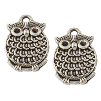 Tibetan Style Animal Pendants, Owl, antique silver color plated, nickel, lead & cadmium free, 13x18x4mm, Hole:Approx 2mm, Inner Diameter:Approx 1.5mm, Approx 439PCs/KG, Sold By KG