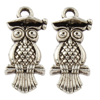 Tibetan Style Animal Pendants, Owl, antique silver color plated, nickel, lead & cadmium free, 10x22x5mm, Hole:Approx 2mm, Approx 606PCs/KG, Sold By KG