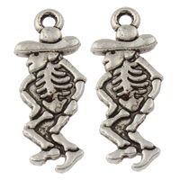Tibetan Style Pendants, Skeleton, antique silver color plated, nickel, lead & cadmium free, 10x26x2mm, Hole:Approx 2mm, Approx 1000PCs/KG, Sold By KG