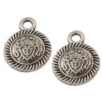 Tibetan Style Flat Round Pendants, antique silver color plated, nickel, lead & cadmium free, 12x16x3.50mm, Hole:Approx 2mm, Approx 752PCs/KG, Sold By KG