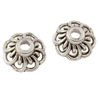 Tibetan Style Bead Cap, Flower, antique silver color plated, nickel, lead & cadmium free, 10x10x4mm, Hole:Approx 2mm, Approx 2703PCs/KG, Sold By KG