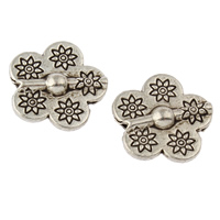 Tibetan Style Flower Beads, antique silver color plated, nickel, lead & cadmium free, 15x15x5mm, Hole:Approx 1mm, Approx 775PCs/KG, Sold By KG
