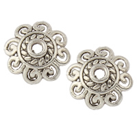 Tibetan Style Bead Cap, Flower, antique silver color plated, nickel, lead & cadmium free, 12x12x3mm, Hole:Approx 1.5mm, Approx 2381PCs/KG, Sold By KG